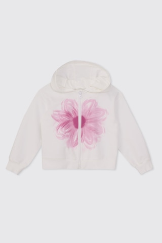 Panço Kız Çocuk Çiçek Baskılı Beyaz Sweatshirt