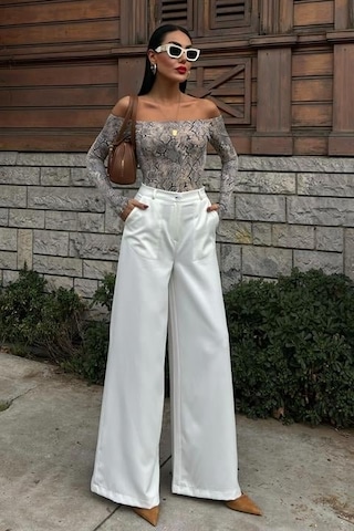 Modasize Bol Paça Palazzo Pantolon 0080 Ekru