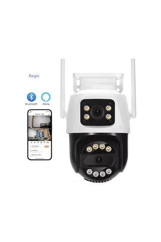 6mp Üç Lensli Wifi Ptz Kamera 8x Zoom, Aı Takip, Gece Görüş, Ip66 Su Geçirmez