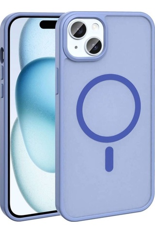 Apple Uyumlu iPhone 14 Plus Kılıf M-safe Şarj Özellikli Mat Arka Yüzey Zore Sio Kapak Lila