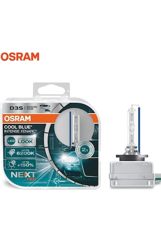 OSRAM XENON AMPUL D3S 35W +%150 FAZLA IŞIK 6200K COOL BLUE INTENSE (2 AD)