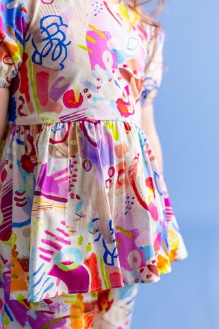 Oliventhekid Desenli Arkası Üçgen Kız Çocuk Alt-üst Takım Renkli Çok Renkli