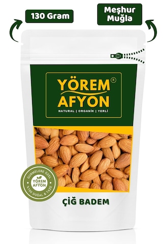 Yörem Afyon Meşhur Muğla Datça Yöresinden Tuzsuz Kavrulmamış Duble Boy Yerli Çiğ Badem Prunus Dulcis 130gr. 130 G