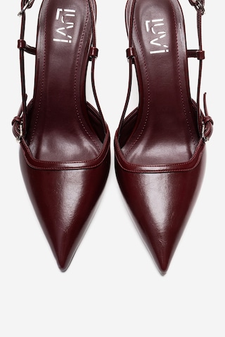 Luvishoes Celıa Bordo Cilt Sivri Burunlu Kadın Dolgu Topuklu Ayakkabı Bordo