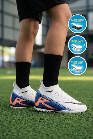 La Liga Beyaz-siyah Bağcıklı Bilekten Sarmalı Unisex Halı Saha Ayakkabısı 610 Süperfly G Beyaz - Siyah