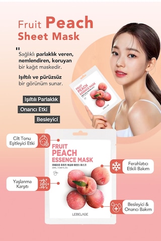 Lebelage Şeftali Özü İçeren Aydınlatı Nemlendirici Kağıt Maske Lebelage Fruit Peach Mask