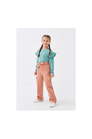 LC Waikiki Bisiklet Yaka Basic Uzun Kollu Kız Çocuk Tişört Mat Yeşil