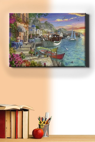 Webstyle Sayılarla Boyama Seti Kasnaklı Yunanda Bir Köy 40 X 50 Cm