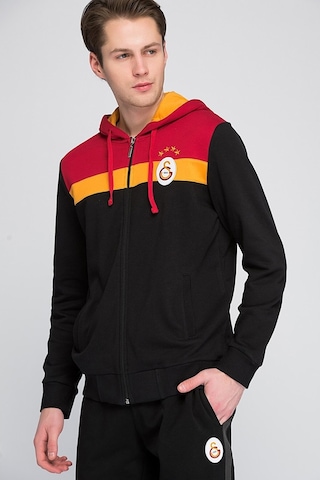 Galatasaray Sweat Kapüşonlu Fermuarlı Siyah Sweat Siyah