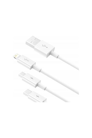 Baseus Superior Series Micro+lightning+type-c Üçlü Hızlı Şarj Veri Kablosu 3.5a 1.5m Beyaz