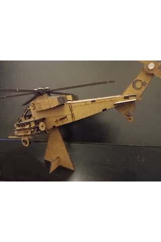 TLRhobi 3d Atakt129 Ahşap Helikopter Maket 35 x 29 x 20 CM