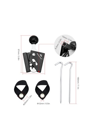 Teltree Dayanıklı Alüminyum Alaşım Çadır Tepesi Kapağı Ve Çadır Kazıklı Set - Siyah, Kırmızı Seçenekli Siyah