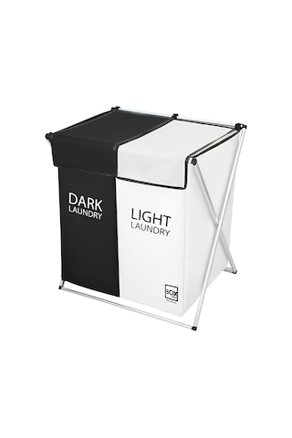 Box&Box İki Bölmeli Çamaşır Sepeti Beyaz - Siyah