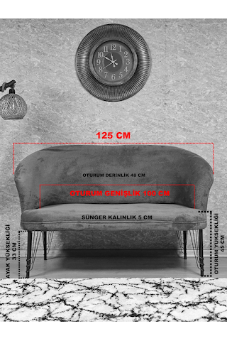 Zafir İkili Teddy Gold Kaplama Telli Ayak Çay Seti Koltuk İkili Berjer , Balkon, Salon, Ofis Siyah