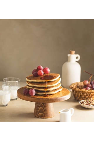 Justwood Mini 20 Cm Ahşap Ayaklı Yuvarlak Pasta Kurabiye Sunum Se