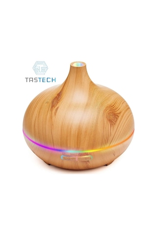 Aroma Terapi Oda Hava Nemlendirici 550ml Ultrasonik Buhar Makinesi Ahşap Görünüm 7 Renk Led Işıklı