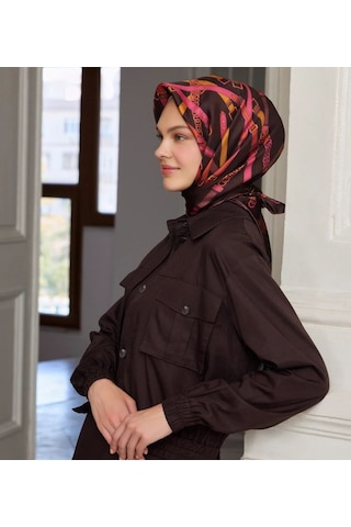 Belli Twill İpek Eşarp 4200-82 Kahverengi