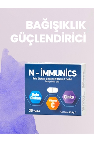 N-immunics Vitamin C Beta Glukan ve Çinko İçeren Takviye Edici Gıda 30 Tablet