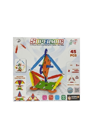 Supermag 45 Parça Multıcolor Manyetik Yapı Oyuncağı- Stem Mıknatıslı Oyun Seti