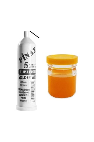 Lehimteli Takım Tüp Lehim Teli 25 Gr 12mm + Lehim Pastası 40gr Atölye Araçları Onarım Seti