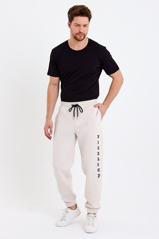 JAHR MARC Baskılı Oversize Krem Erkek Eşofman Altı Krem