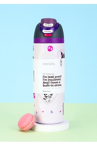 Owala 32 Oz 946 Ml Freesip Desenli Çift Katmanlı Paslanmaz Çelik Termos Kilitli Kapak Ekru - Mor