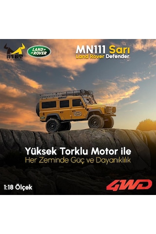 Mn Model Mn111 1/18 Land Rover Defender 110 4wd Rc Model Rock Crawler Offroad Uzaktan Kumandalı Araba Truck Rtr Lisanslı Sarı+dahili Işık Seti Mn-111 7600000036370