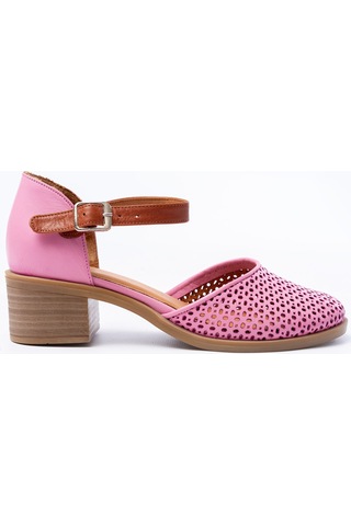 Analin Shoes Kadın Hakiki Deri Burnu Kapalı Delikli Sandalet Pembe