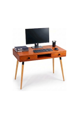 Mobenta Modest Desk: Masif Çalışma & Laptop Masası 2 Çekmece 1 Bölme - 120x60 Bk Bakır