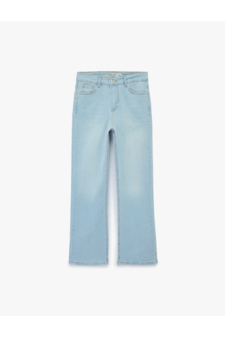 Koton Dar Kesim Normal Bel Cepli İspanyol Paça Jean Pantolon - Flare Jeans Açık İndigo 6sal40013md