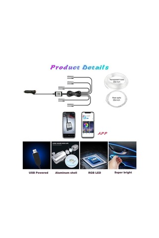 Seametal Rgb Fiber Optik Kiti App Kablosuz Kontrol Otomatik Atmosfer Dekoratif Lamba Araba Led İç Aydınlatma