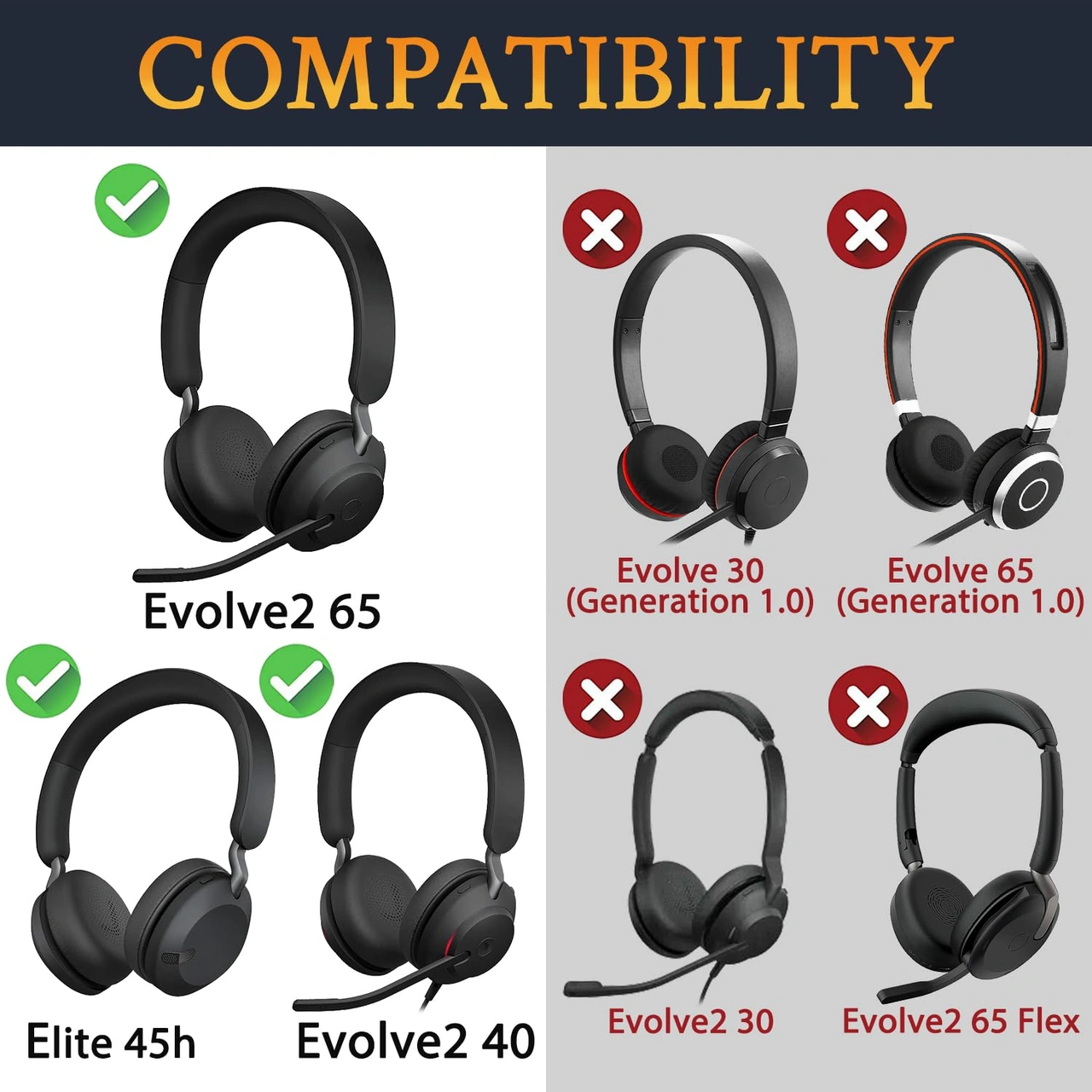 Jabra Evolve Elite 45h Kulaklık Sünger Kapağı Kulak Yastığı Aksesuarları Siyah İçin Yedek Kulak Yastığı