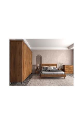 Softwood Masif Ahşap Yatak Odası Takımı 2 Kapaklı Ceviz 140x200