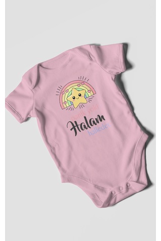 Panik Yok Halam Halleder Baskılı Bebek Zıbını Çıtçıtlı Body 8 Renk %100 Pamuk Kısa Kol Zbn5-kk Koyu Pembe