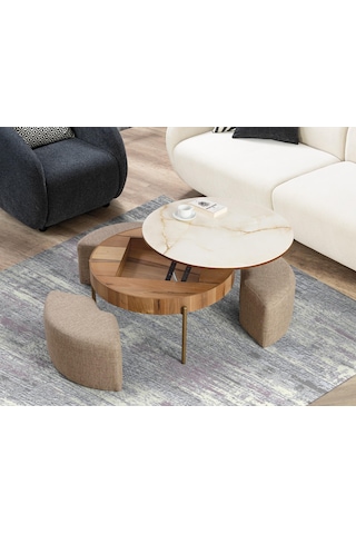 Most Rondo Akıllı Sehpa Mermer Görünümlü %100 Mdf Evinize Teslim