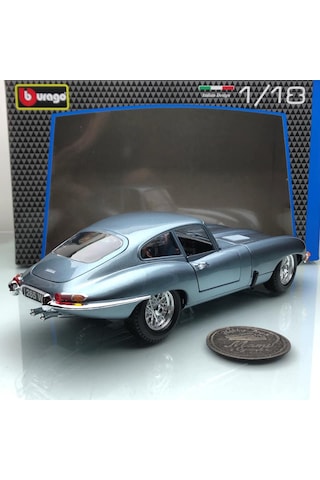 1961 Jaguar E-type 3.8 Coupe Blue Metallic 1 18 Ölçek Burago Mark