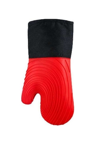 Moly Isıya Dayanıklı Fırın Eldiveni - Anti-ayak Basma, Pamuk İnçli, Kırmızı, 25x38cm Kırmızı