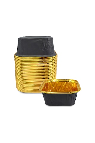Kafem Muffin Kek Kapsülü Kare Siyah-altın 25li X 60 Paket Koli - K37 Siyah
