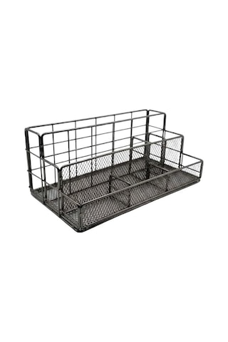 Temel Nikel Metal Mesh Masaüstü Organizer Çok Bölmeli 27x14x11 Cm 9515b