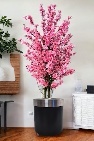 160 Cm Yapay Siyah Gümüş 30x30 Dekoratif Ağaç
