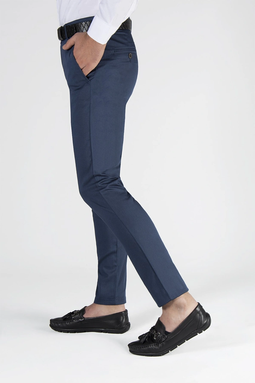 Veaven Erkek Gece Mavisi Slim Fit Petekli İtalyan Kesim Keten Pantolon Çok Renkli25