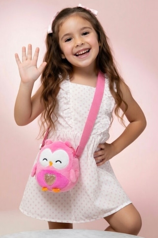 Mollycrush Kız Çocuk Pembe Baykuş Figürlü Peluş Çanta Sevimli Ayarlanabilir Askılı Omuz Ve Çapraz Çanta Pembe