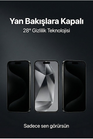 Shadow X Privacy Glass 28 Gizlilikli Temperli Ekran Koruyucu 9h Sertlik Af Kaplama Hd Netlik 360 Esnek Tasarım - Apple Uyumlu iPhone 16 Pro Max