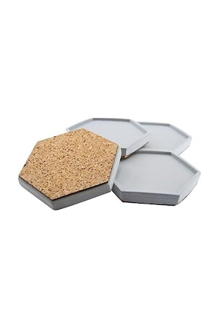 Bubigo Beton Bardak Altlığı Gri Mantar Tabanlı 4&apos Lü Set 11,5 X 10 X 1,5 Cm Btnms-2018208 Btg-76
