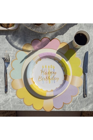 Birthday Kağıt Tabak 26 Cm 12'li Paket Beyaz