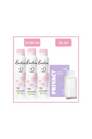 Privacy Women Limited Edition Edt 50 Ml & Emotion Love Kadın Deodorant 3x150ml Ferah