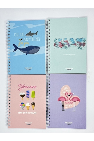 Post-book A6 Karton Kapak Spiralli Not Defter, 7 Farklı Desen 1 Adet Karışık