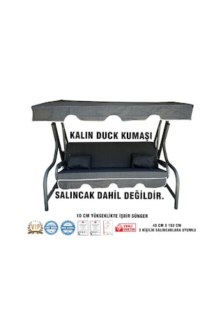 Lüks Duck Vip Salıncak Minder Seti 3 Kişilik 10 Cm Süngerli Tenteli-siyah-salıncak Minderi Siyah