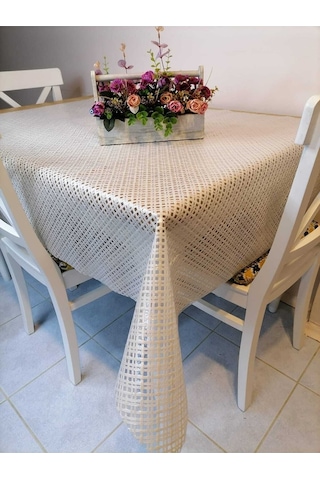 Ithal Pvc Muşamba - Desenli Silinebilir Masa Örtüsü Dgr 23 Krem