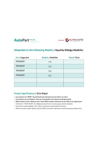 Peugeot 106, 206, 306, 406 İçin Vites Topuzu- 5 Vites Diğer